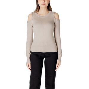 Only Cold Shoulder Knit Sweater Women Beige Knitwear